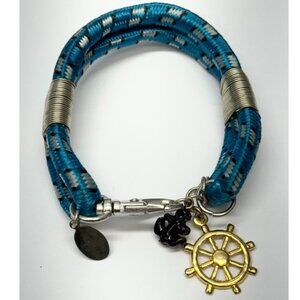 Vintage nautical bungee cord charm bracelet blue